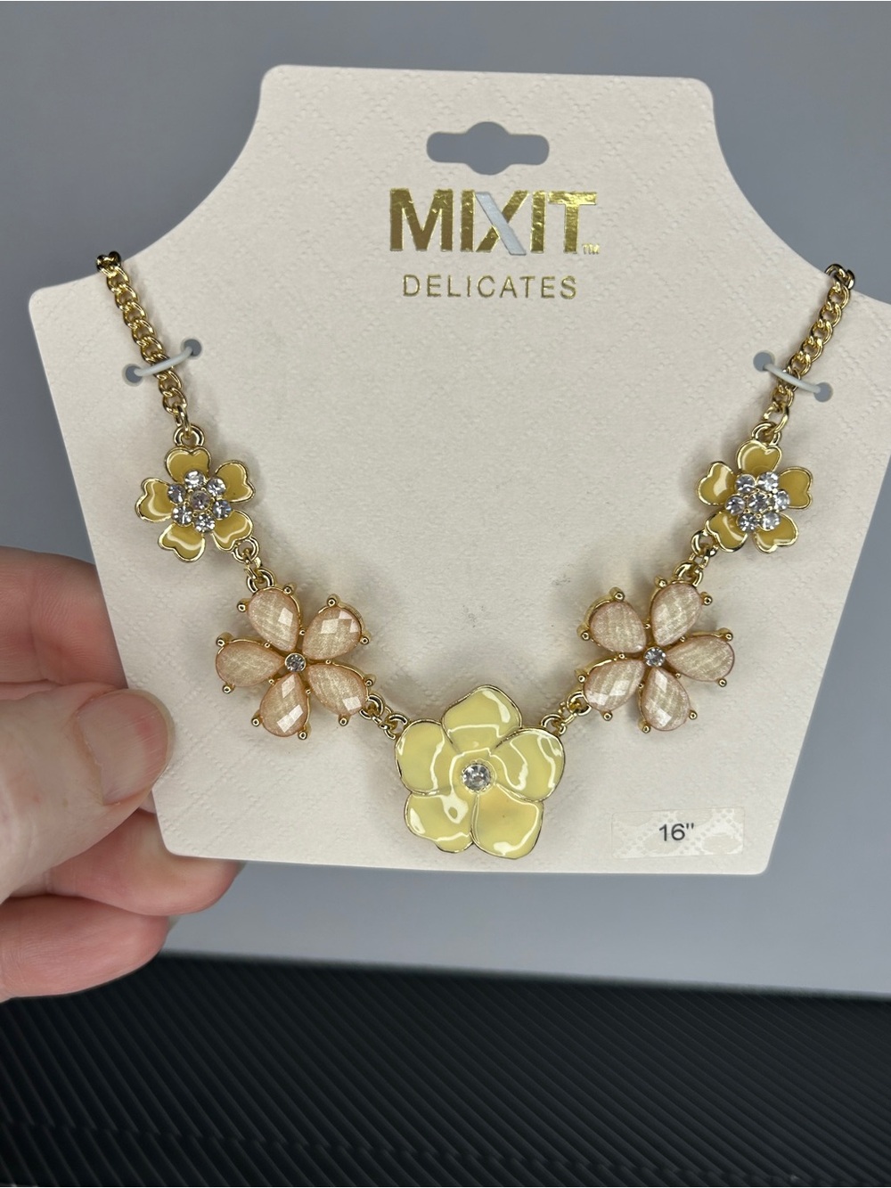 jcpenney Yellow and Peach Floral Statement Necklace
